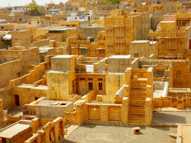 砂漠の砦と城下町:写真素材集