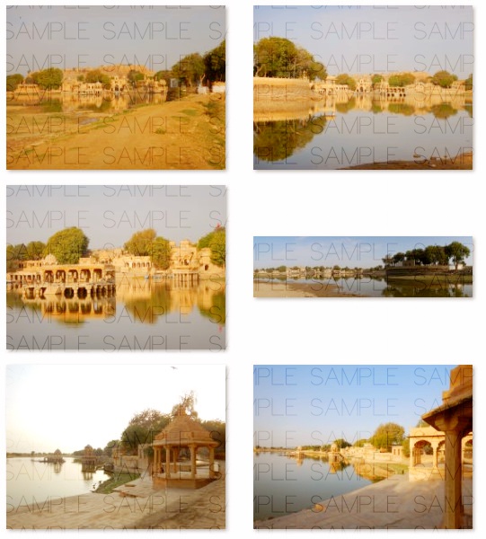 砂漠の街の湖畔:写真素材集