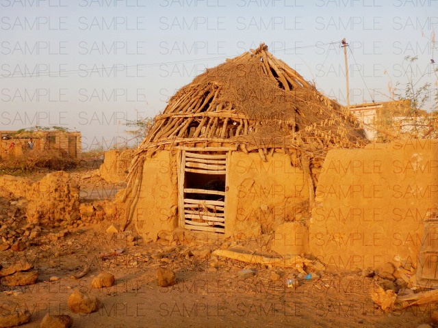 荒野の貧村:写真素材集