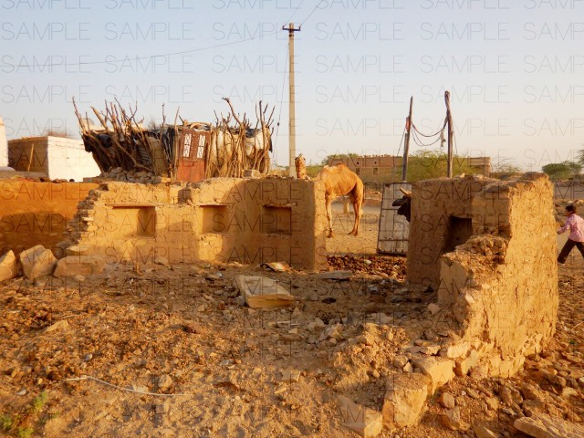 荒野の貧村:写真素材集