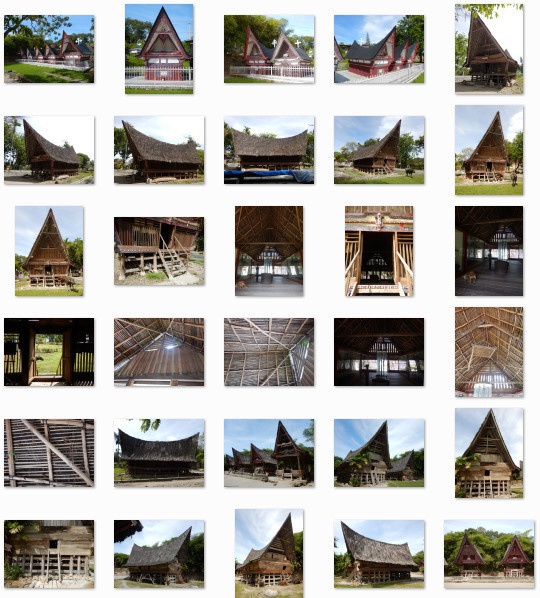 船状屋根の家屋と民族衣装:写真素材集