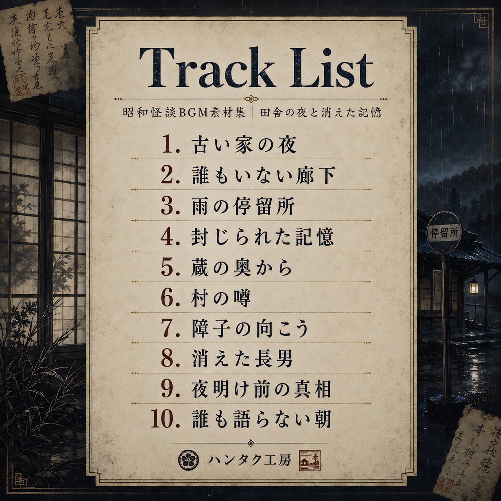 昭和怪談BGM素材集|田舎の夜と消えた記憶【TRPG・朗読・ホラーゲーム向け】