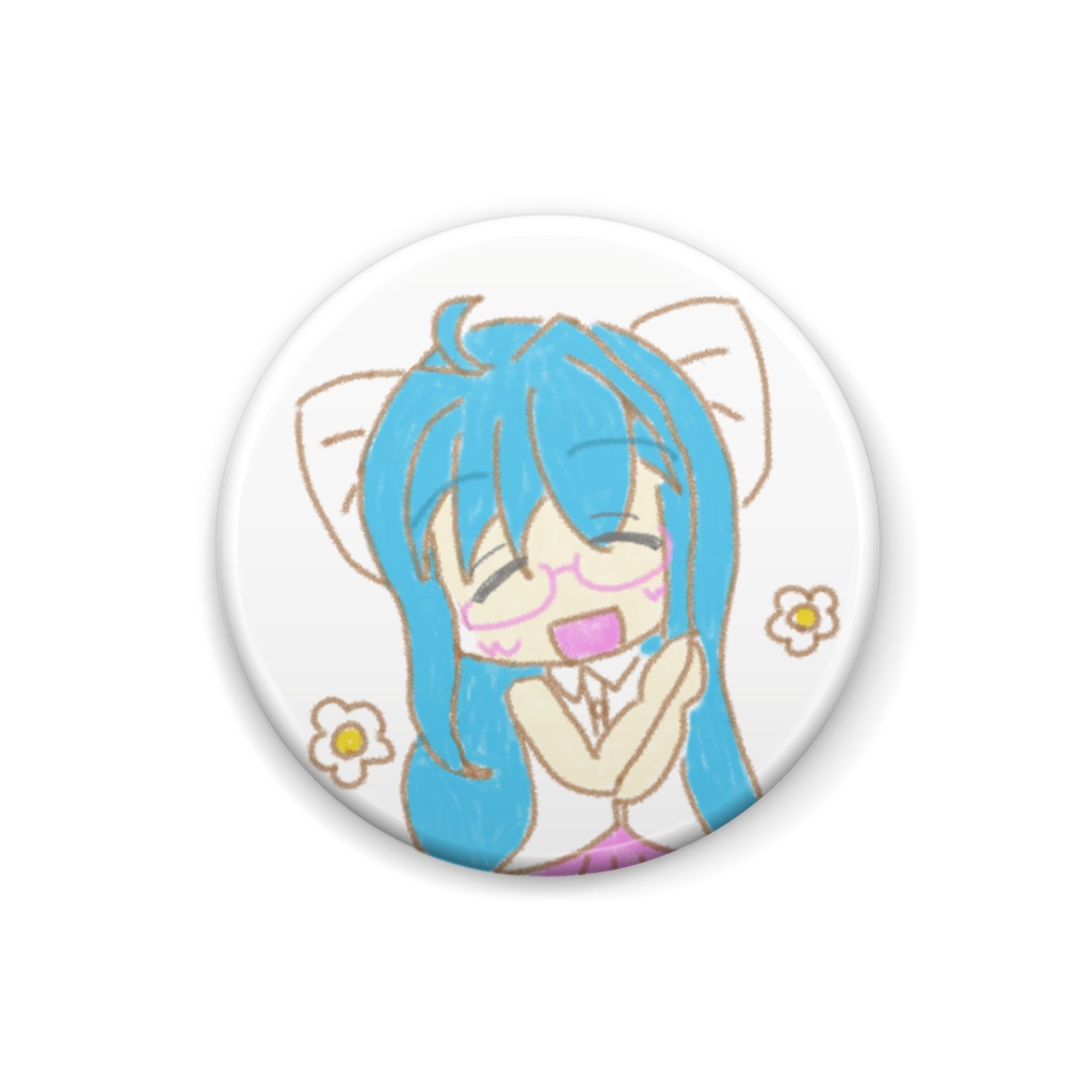 メドレーヌバッジ(笑顔・白)