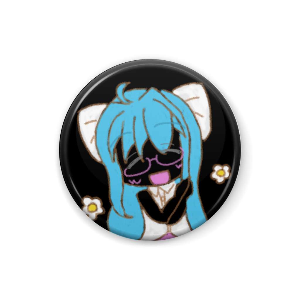 メドレーヌバッジ(笑顔・黒)