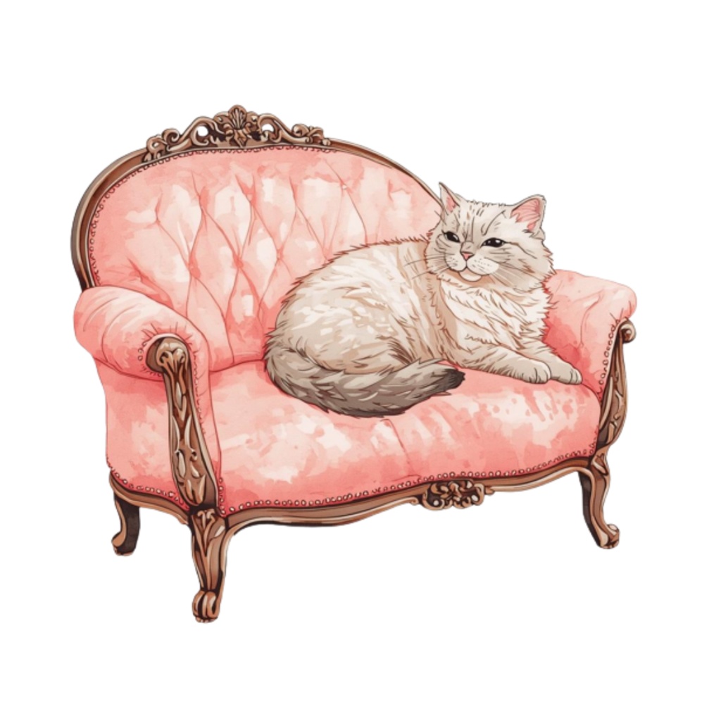 【ピンクリビングシリーズ】 水彩アンティーク風クリップアート12点セット|PNG背景透過