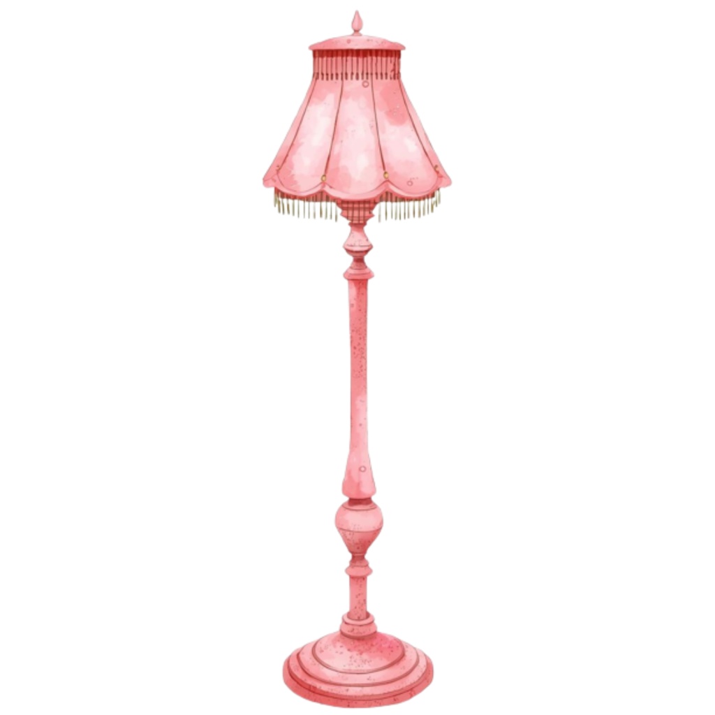 【ピンクリビングシリーズ】 水彩アンティーク風クリップアート12点セット|PNG背景透過