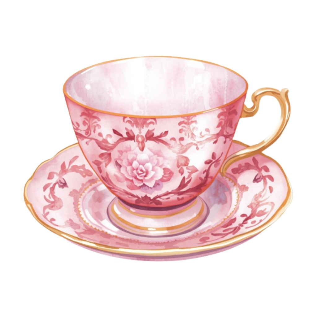 【ピンクリビングシリーズ】 水彩アンティーク風クリップアート12点セット|PNG背景透過