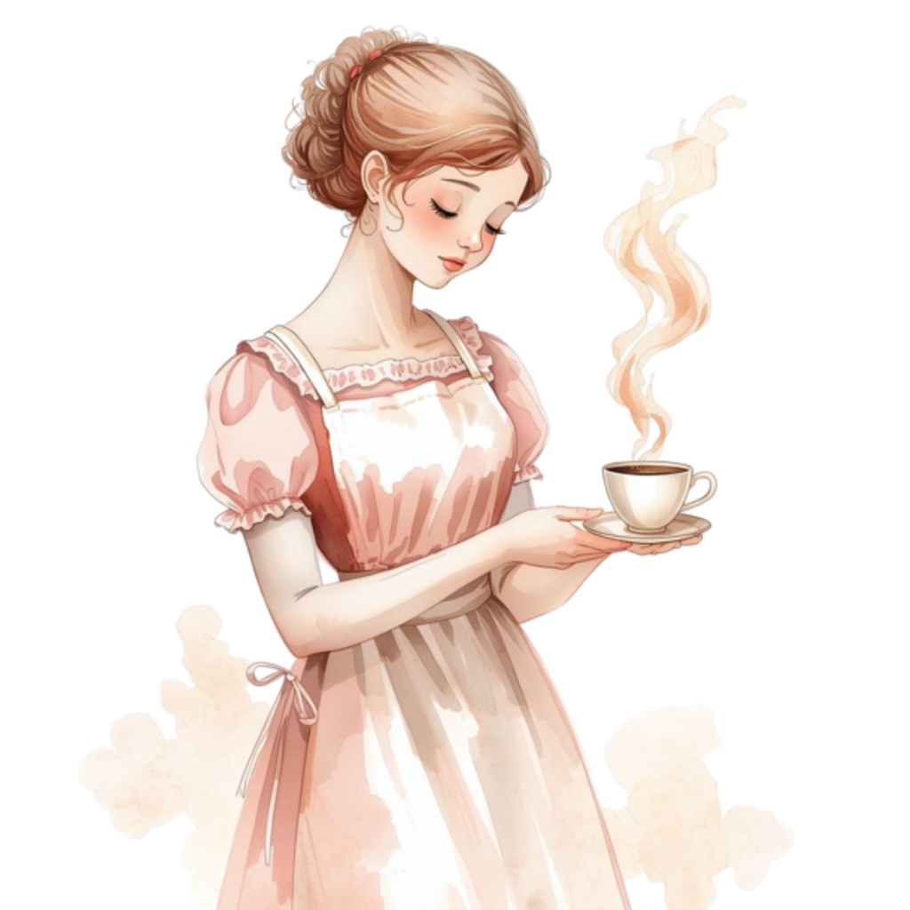 【キッチンシリーズ】水彩ピンクのアンティーク風クリップアート12点セット|PNG背景透過