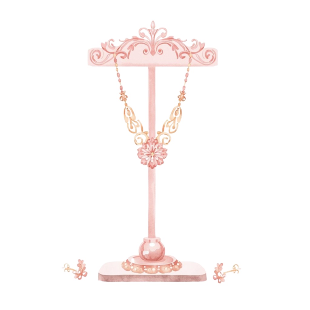 水彩ピンクのかわいい寝室アイテムセット(全12点)|クリップアートPNG背景透過