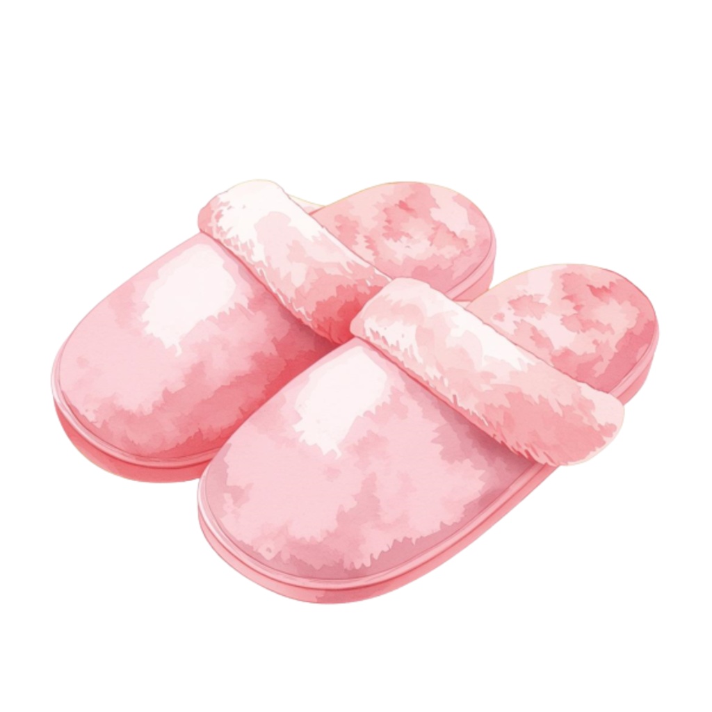 水彩ピンクのかわいい寝室アイテムセット(全12点)|クリップアートPNG背景透過