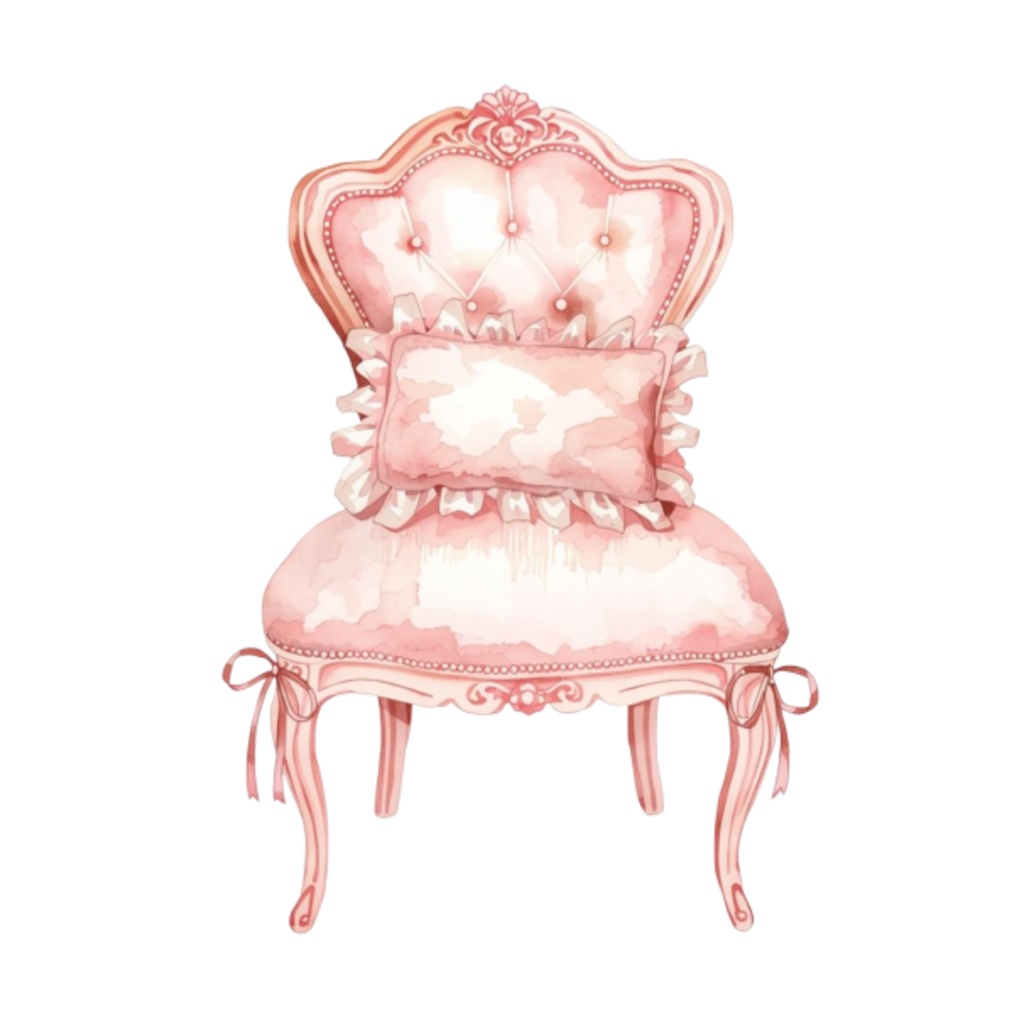 水彩ピンクのかわいい寝室アイテムセット(全12点)|クリップアートPNG背景透過