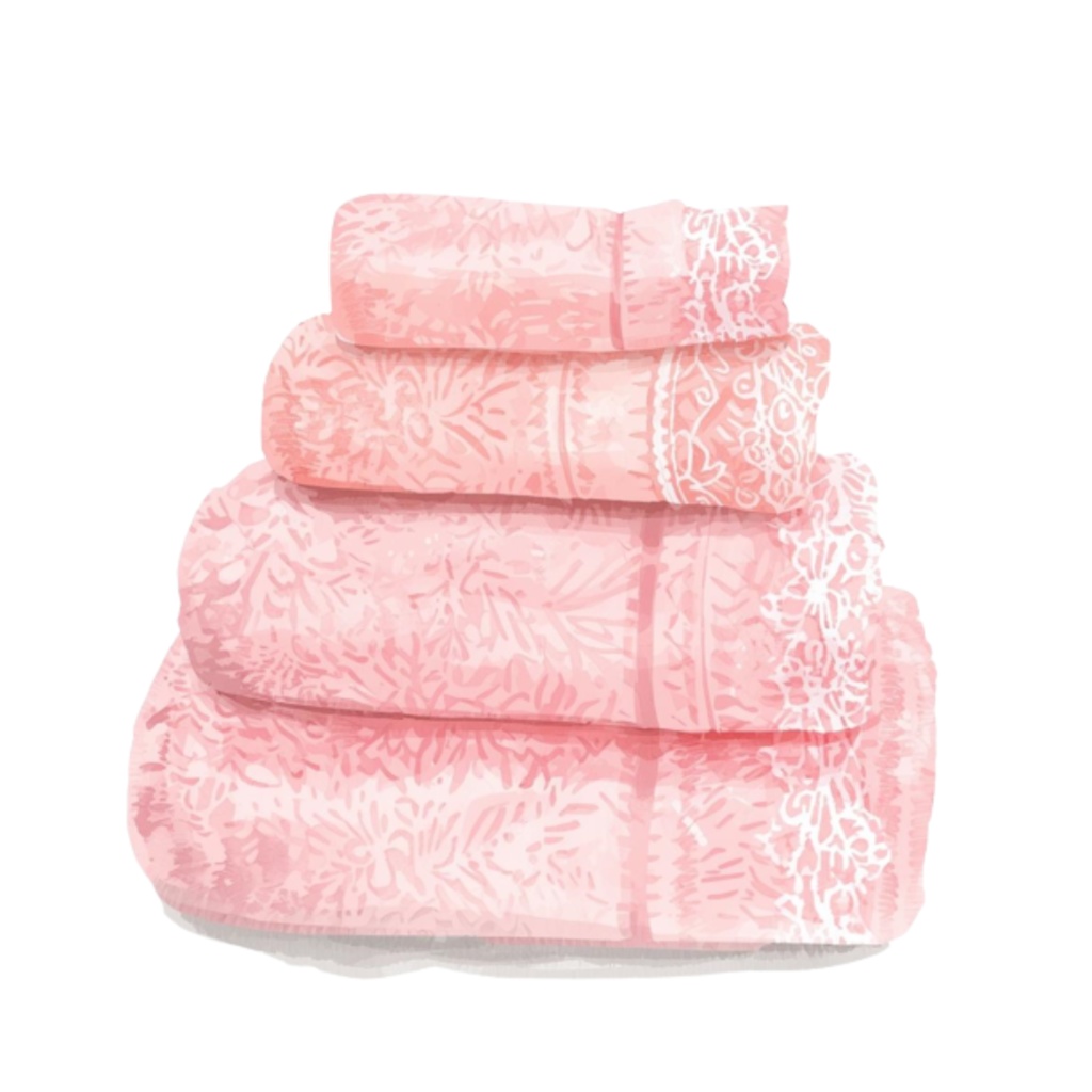 水彩ピンクのかわいいバスルームアイテムセット(全12点)|クリップアートPNG背景透過