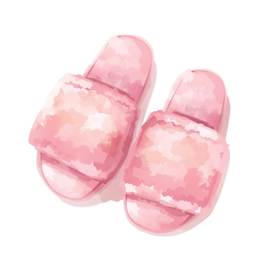 水彩ピンクのかわいいバスルームアイテムセット(全12点)|クリップアートPNG背景透過