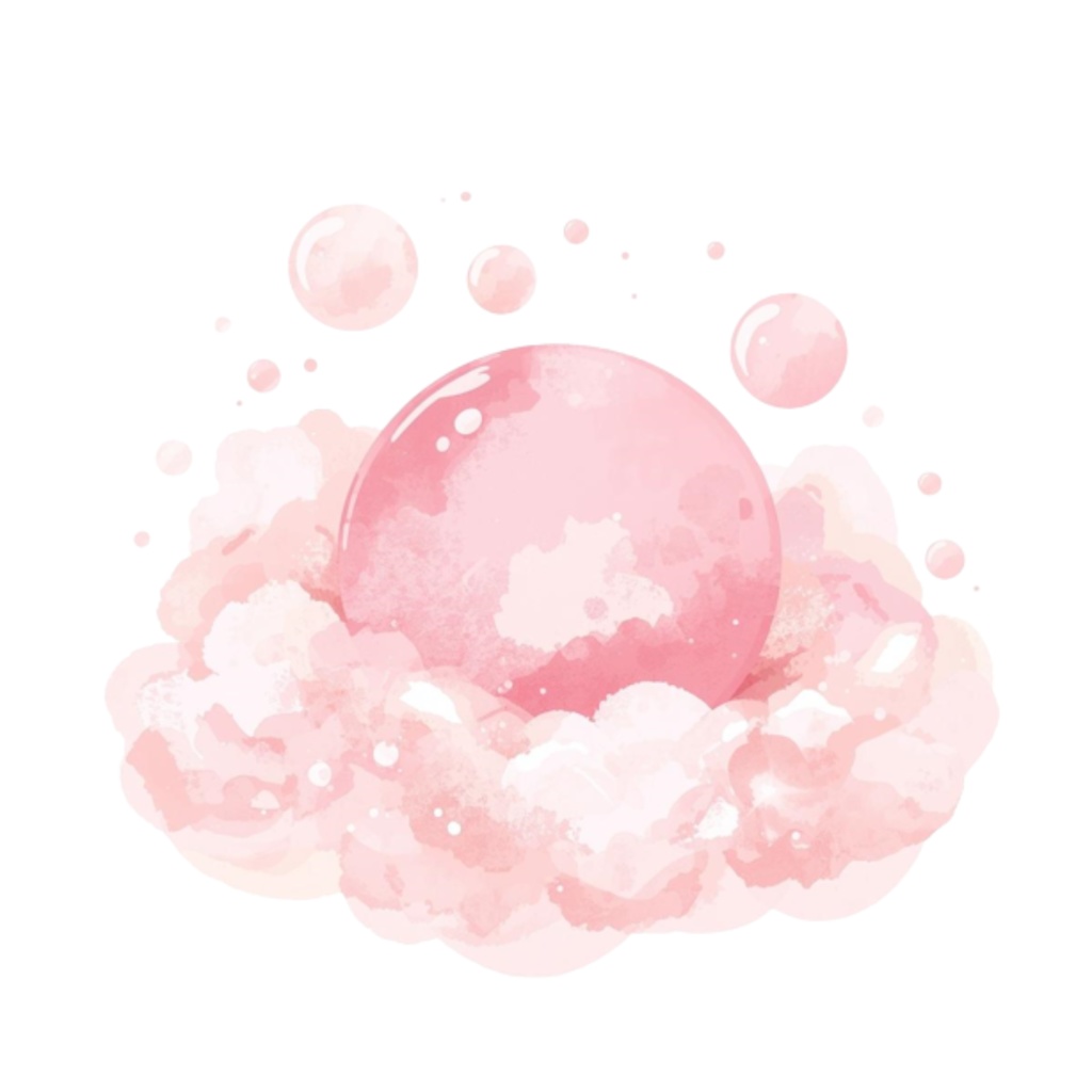 水彩ピンクのかわいいバスルームアイテムセット(全12点)|クリップアートPNG背景透過