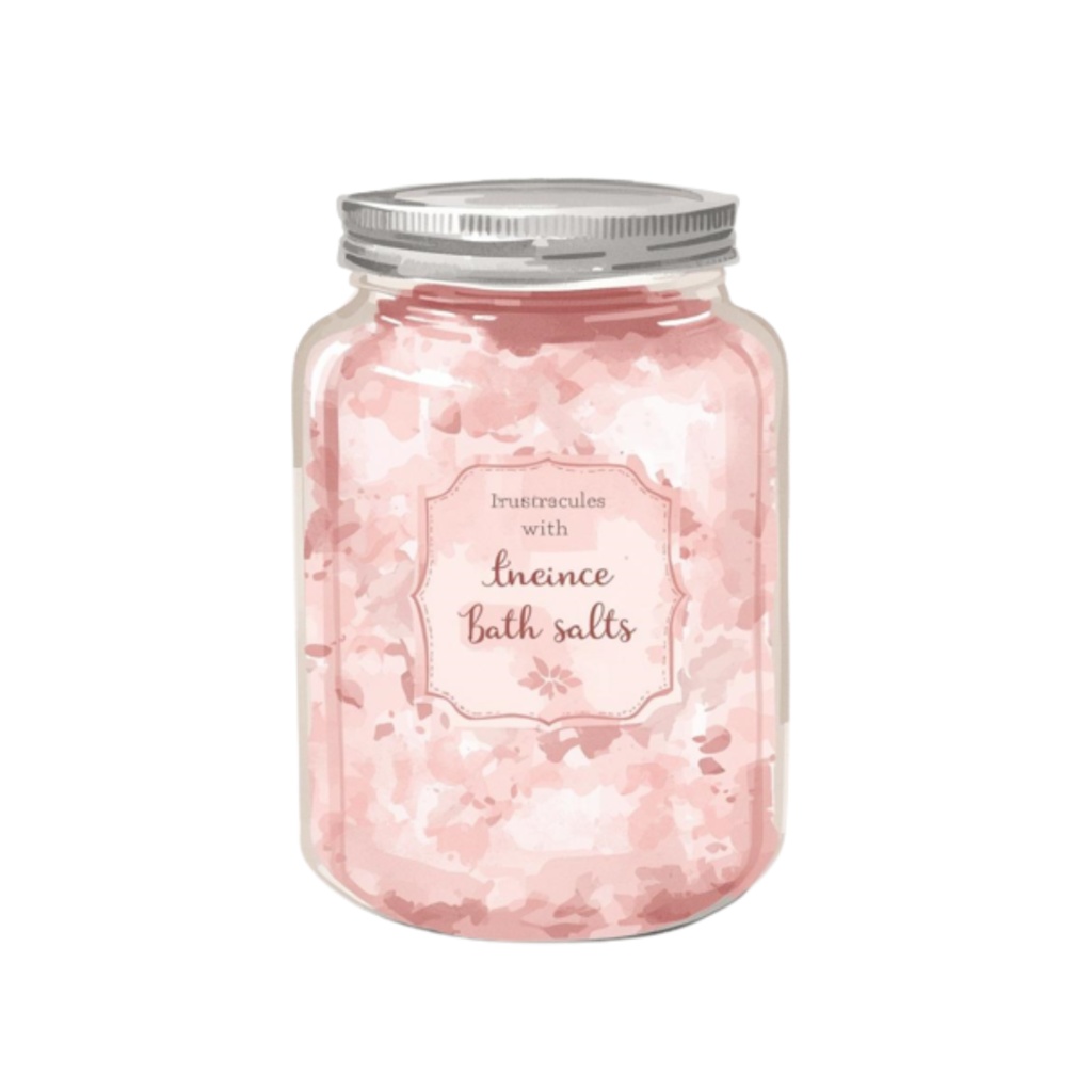 水彩ピンクのかわいいバスルームアイテムセット(全12点)|クリップアートPNG背景透過