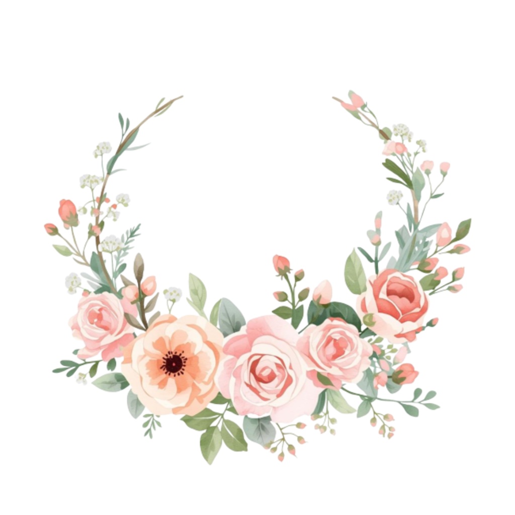 水彩ピンクのブライダルアイテムセット(全12点)|ウェディングクリップアートPNG背景透過