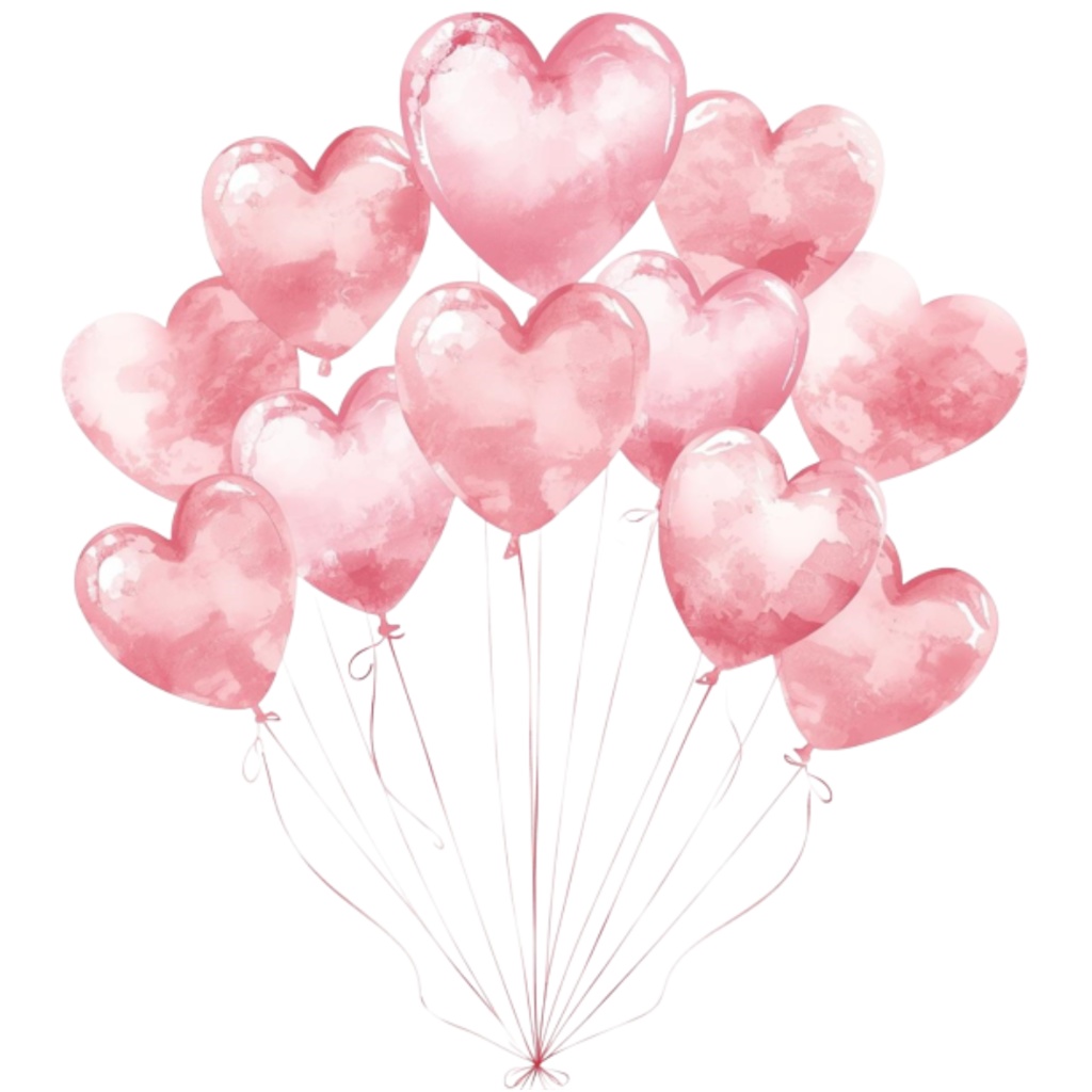 水彩ピンクのブライダルアイテムセット(全12点)|ウェディングクリップアートPNG背景透過