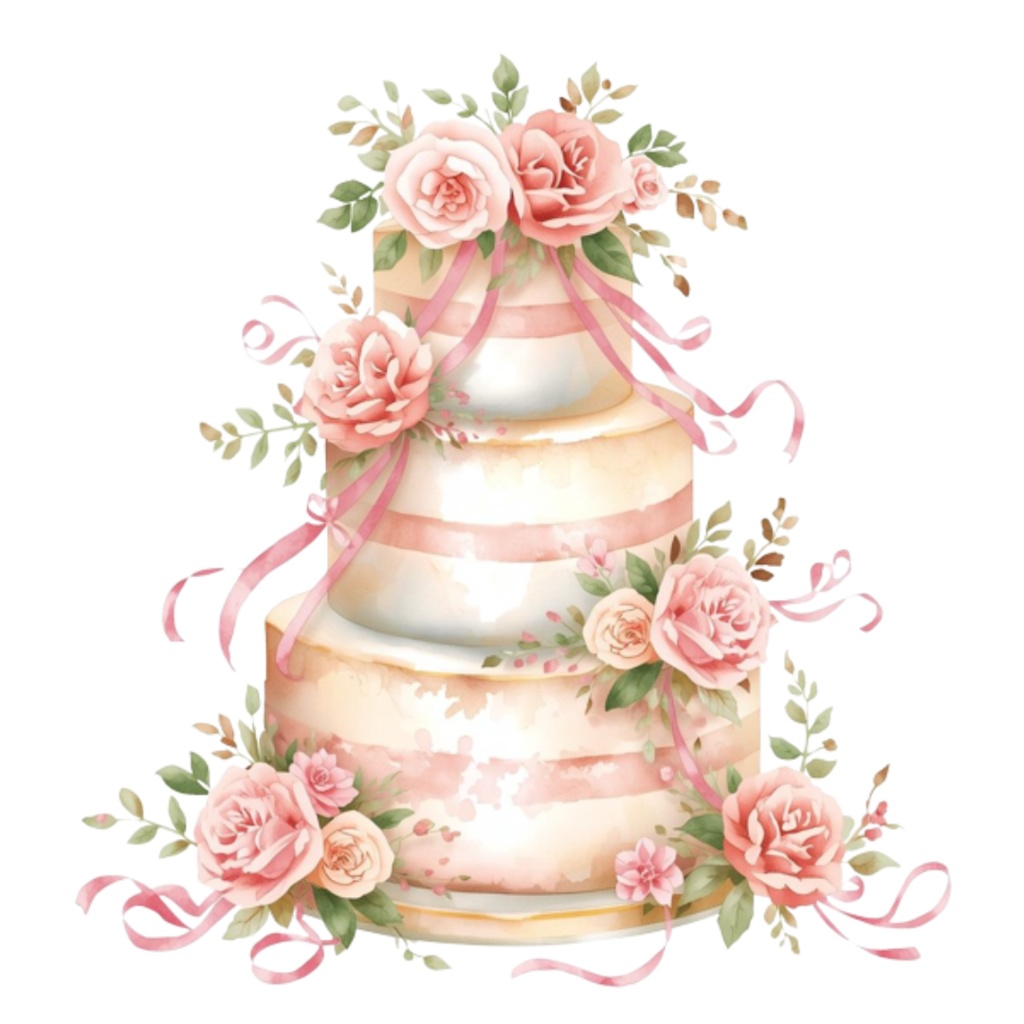 水彩ピンクのブライダルアイテムセット(全12点)|ウェディングクリップアートPNG背景透過