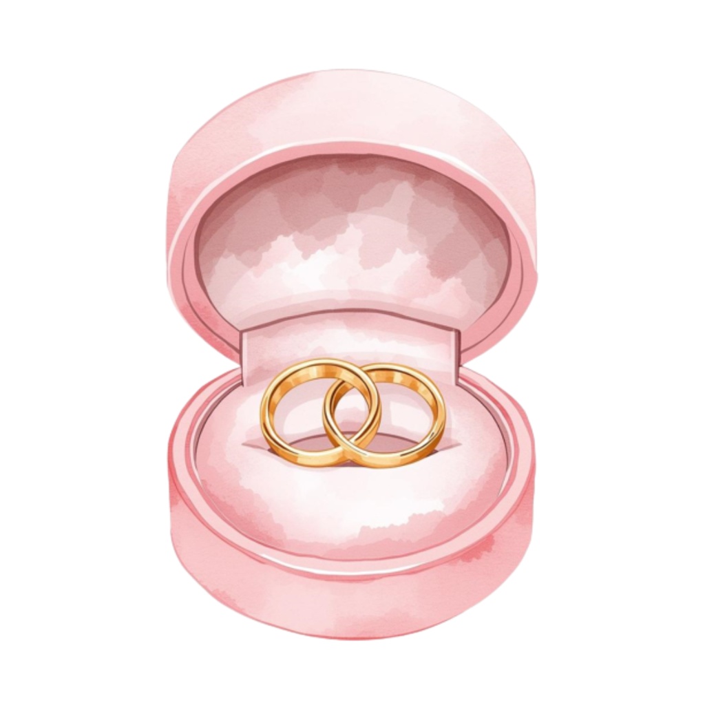 水彩ピンクのブライダルアイテムセット(全12点)|ウェディングクリップアートPNG背景透過