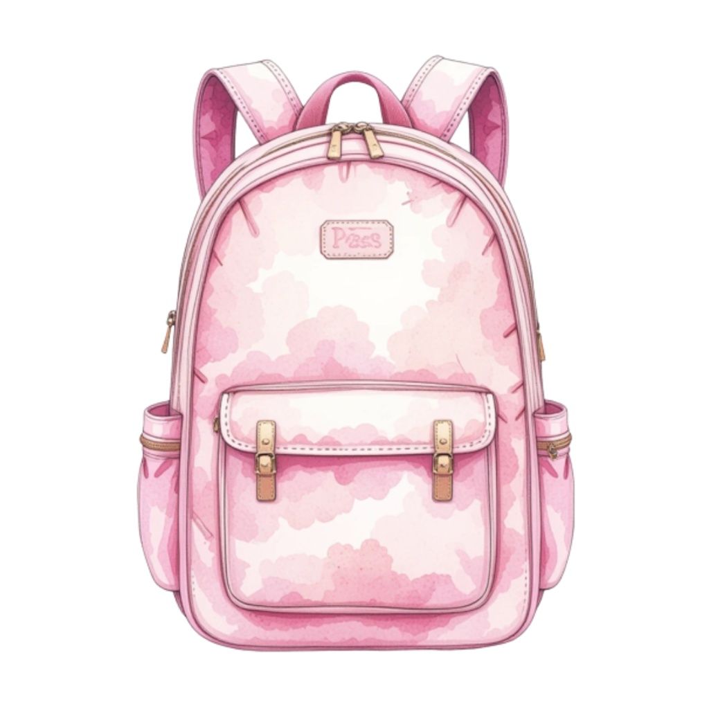 水彩ピンクの小旅行クリップアートセット(全12点)|PNG Watercolor Pink Weekend Trip Clipart Set (12 PNGs)