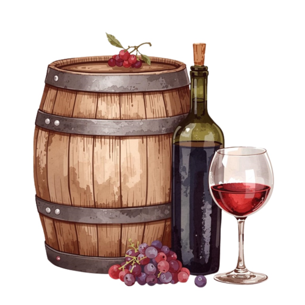水彩ワイン&ぶどう クリップアートセット(全12点)|PNG Wine & Grapes Watercolor Clipart Set (12 PNGs)