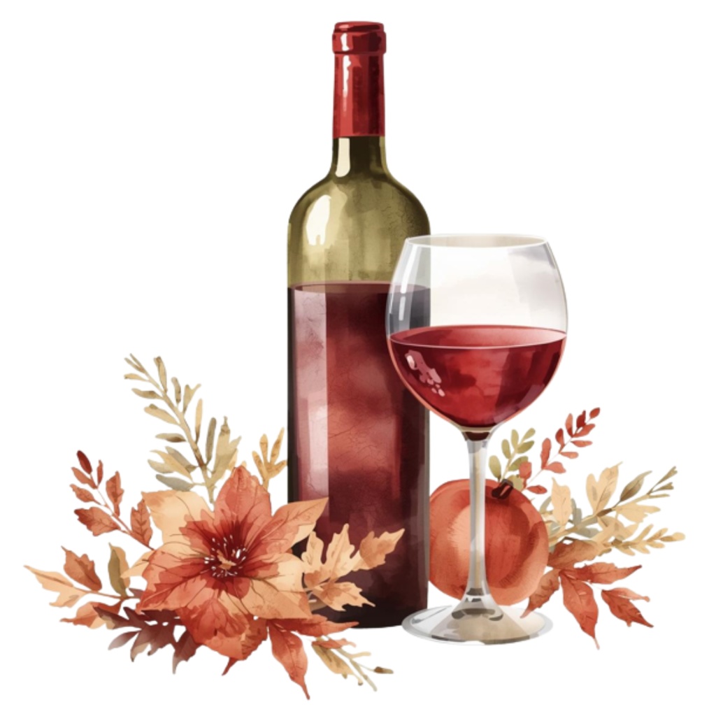 水彩ワイン&ぶどう クリップアートセット(全12点)|PNG Wine & Grapes Watercolor Clipart Set (12 PNGs)