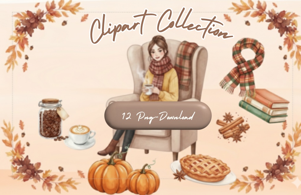 水彩スイーツ＆読書 クリップアートセット（全12点）｜PNG Watercolor Sweets & Reading Clipart Set (12 PNGs)