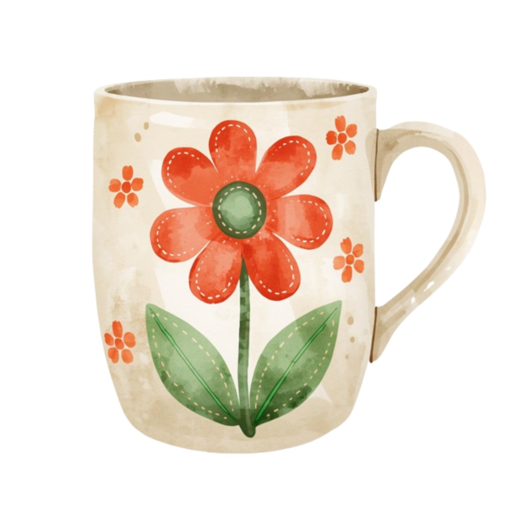 水彩花柄マグカップ クリップアートセット(全17点)|PNG Watercolor Floral Mug Clipart Set (17 PNGs)