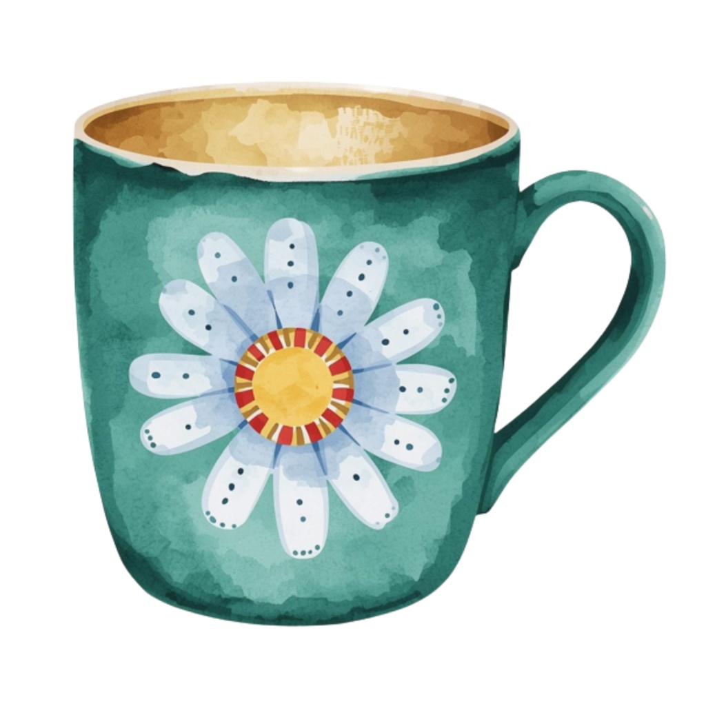 水彩花柄マグカップ クリップアートセット(全17点)|PNG Watercolor Floral Mug Clipart Set (17 PNGs)