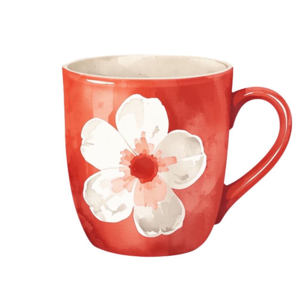 水彩花柄マグカップ クリップアートセット(全17点)|PNG Watercolor Floral Mug Clipart Set (17 PNGs)