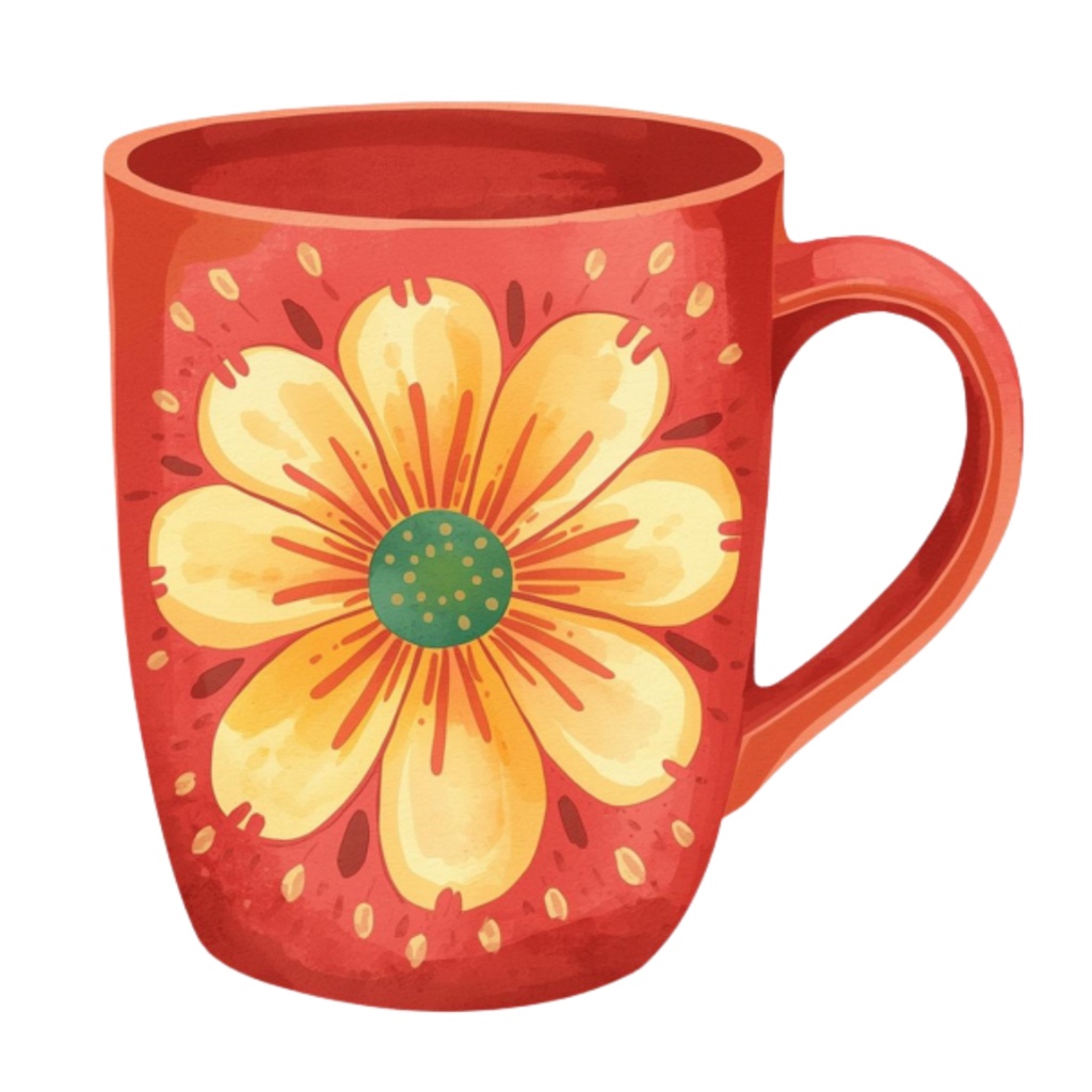 水彩花柄マグカップ クリップアートセット(全17点)|PNG Watercolor Floral Mug Clipart Set (17 PNGs)