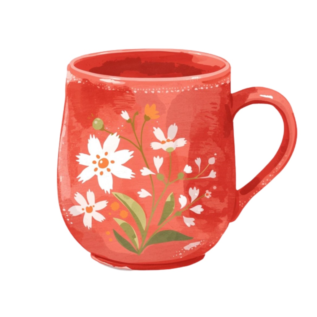 水彩花柄マグカップ クリップアートセット(全17点)|PNG Watercolor Floral Mug Clipart Set (17 PNGs)