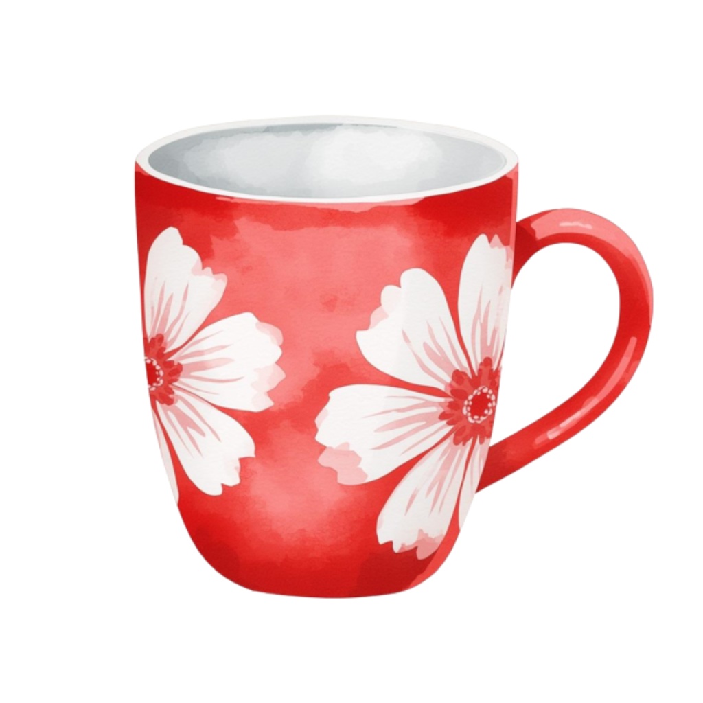 水彩花柄マグカップ クリップアートセット(全17点)|PNG Watercolor Floral Mug Clipart Set (17 PNGs)