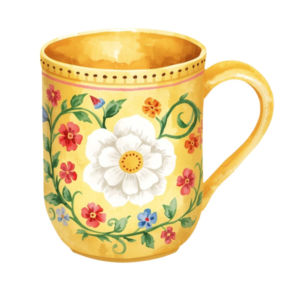 水彩花柄マグカップ クリップアートセット(全17点)|PNG Watercolor Floral Mug Clipart Set (17 PNGs)