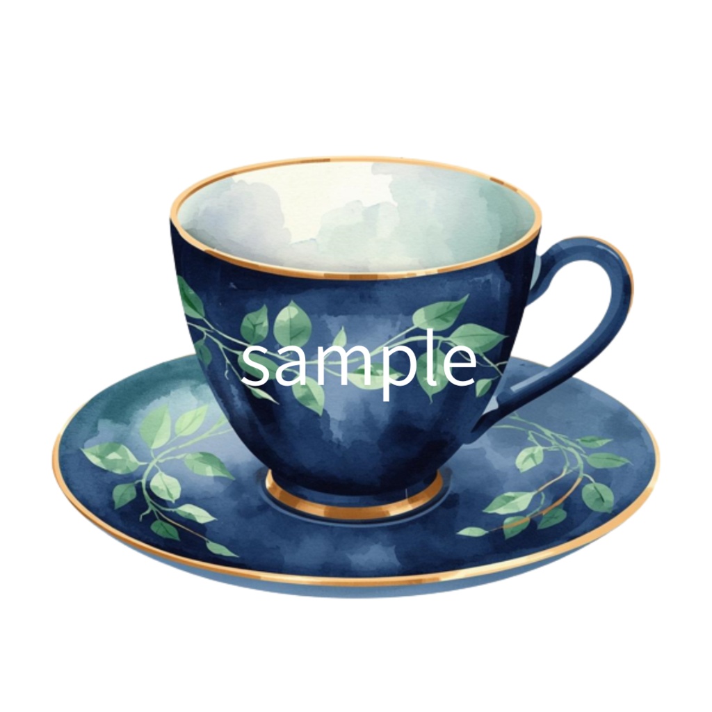 水彩ティーカップ コレクション(全12点)| Watercolor Teacup Clipart Collection (12 PNGs)