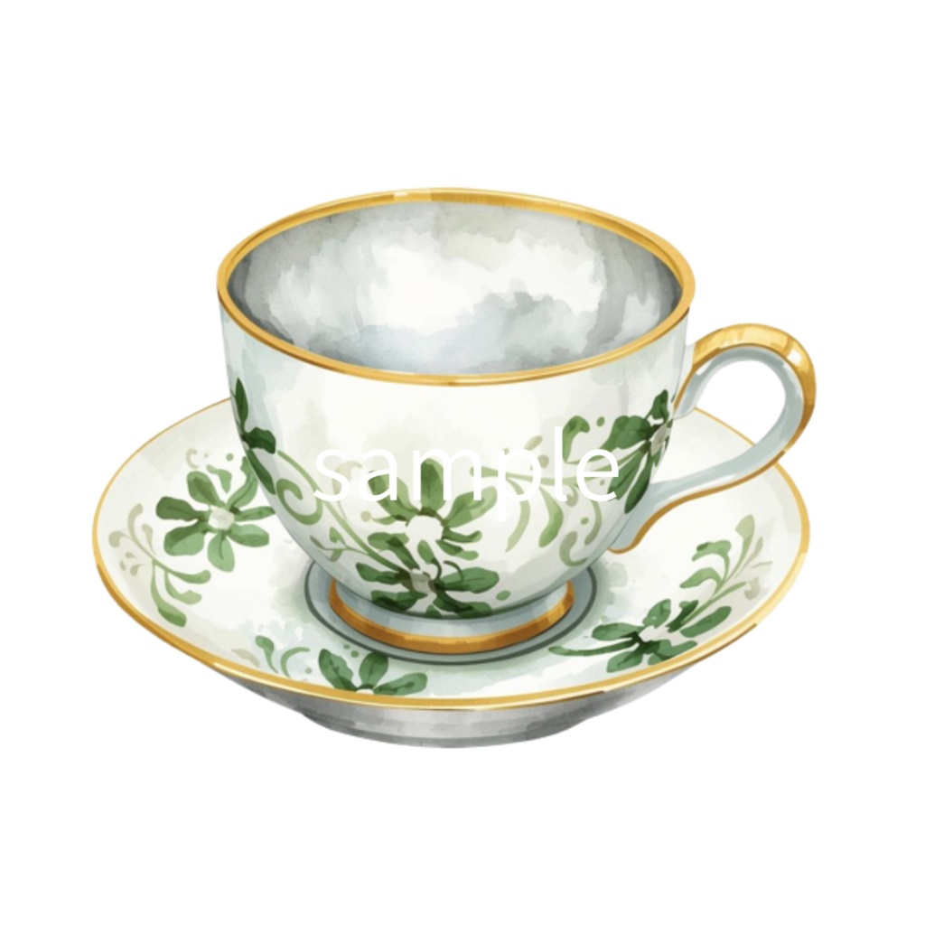 水彩ティーカップ コレクション(全12点)| Watercolor Teacup Clipart Collection (12 PNGs)