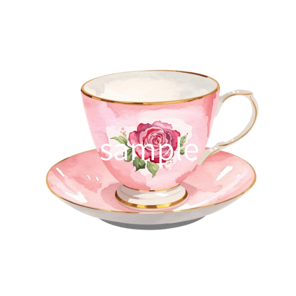 水彩ティーカップ コレクション(全12点)| Watercolor Teacup Clipart Collection (12 PNGs)