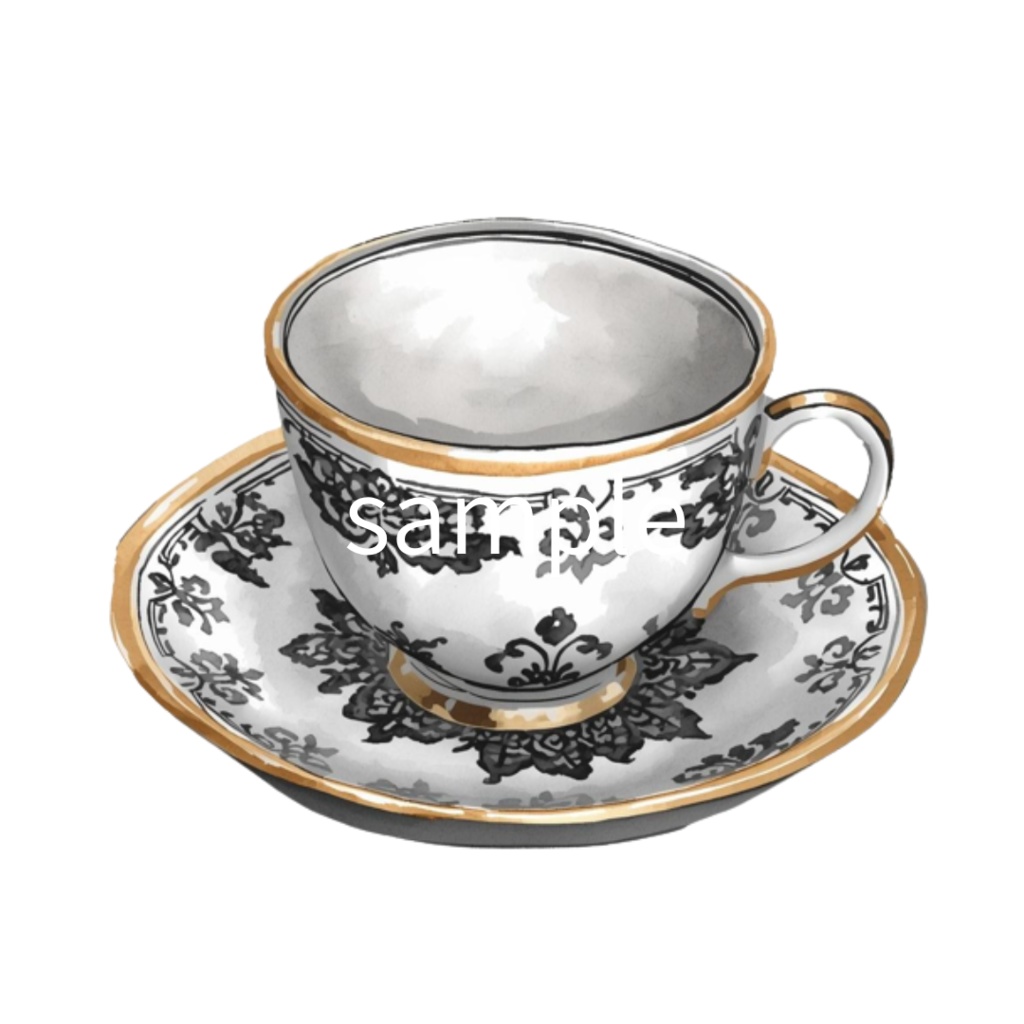 水彩ティーカップ コレクション(全12点)| Watercolor Teacup Clipart Collection (12 PNGs)