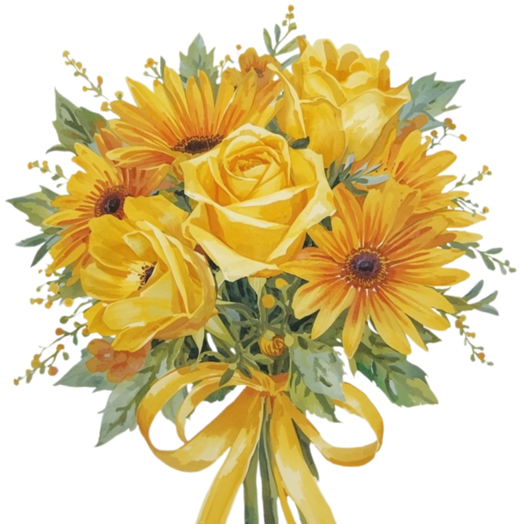 水彩ウェディングブーケ クリップアートセット(全16点)| Watercolor Wedding Bouquet Clipart Set (16 PNGs)