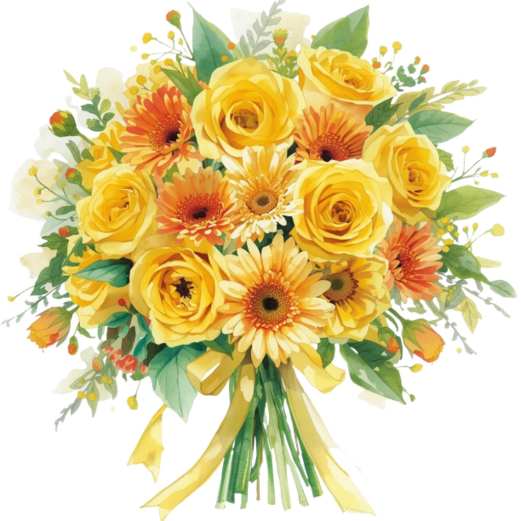 水彩ウェディングブーケ クリップアートセット(全16点)| Watercolor Wedding Bouquet Clipart Set (16 PNGs)