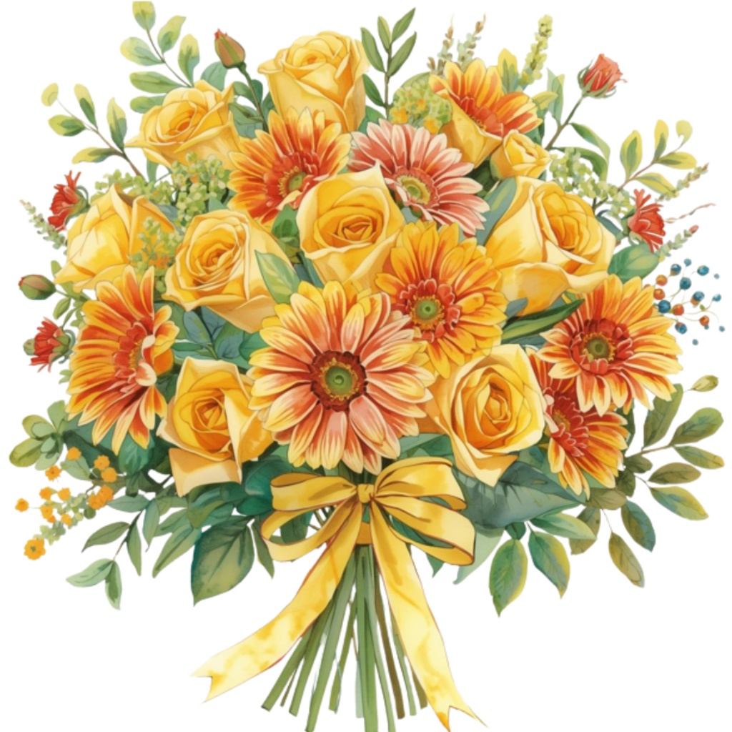 水彩ウェディングブーケ クリップアートセット(全16点)| Watercolor Wedding Bouquet Clipart Set (16 PNGs)