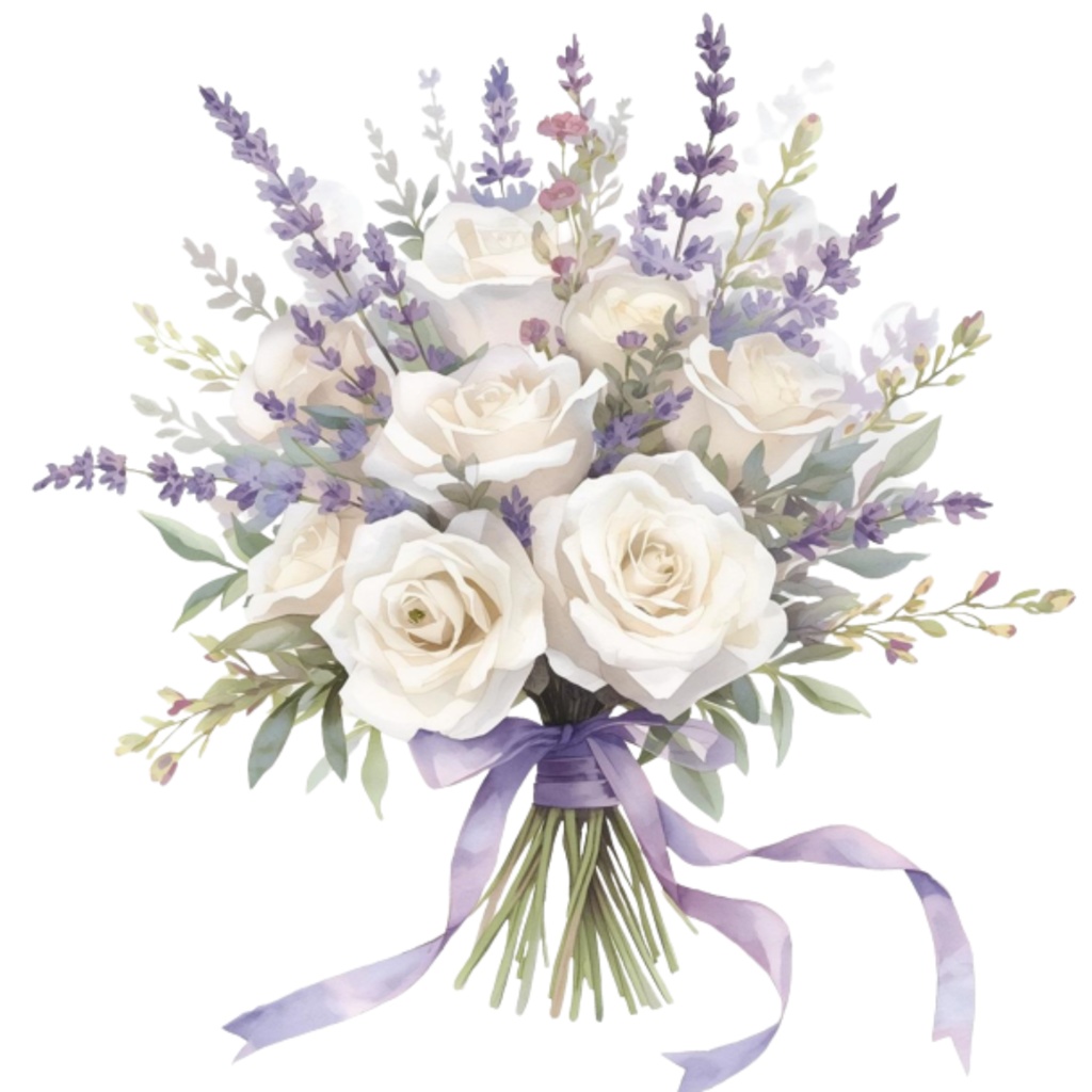 水彩ウェディングブーケ クリップアートセット(全16点)| Watercolor Wedding Bouquet Clipart Set (16 PNGs)