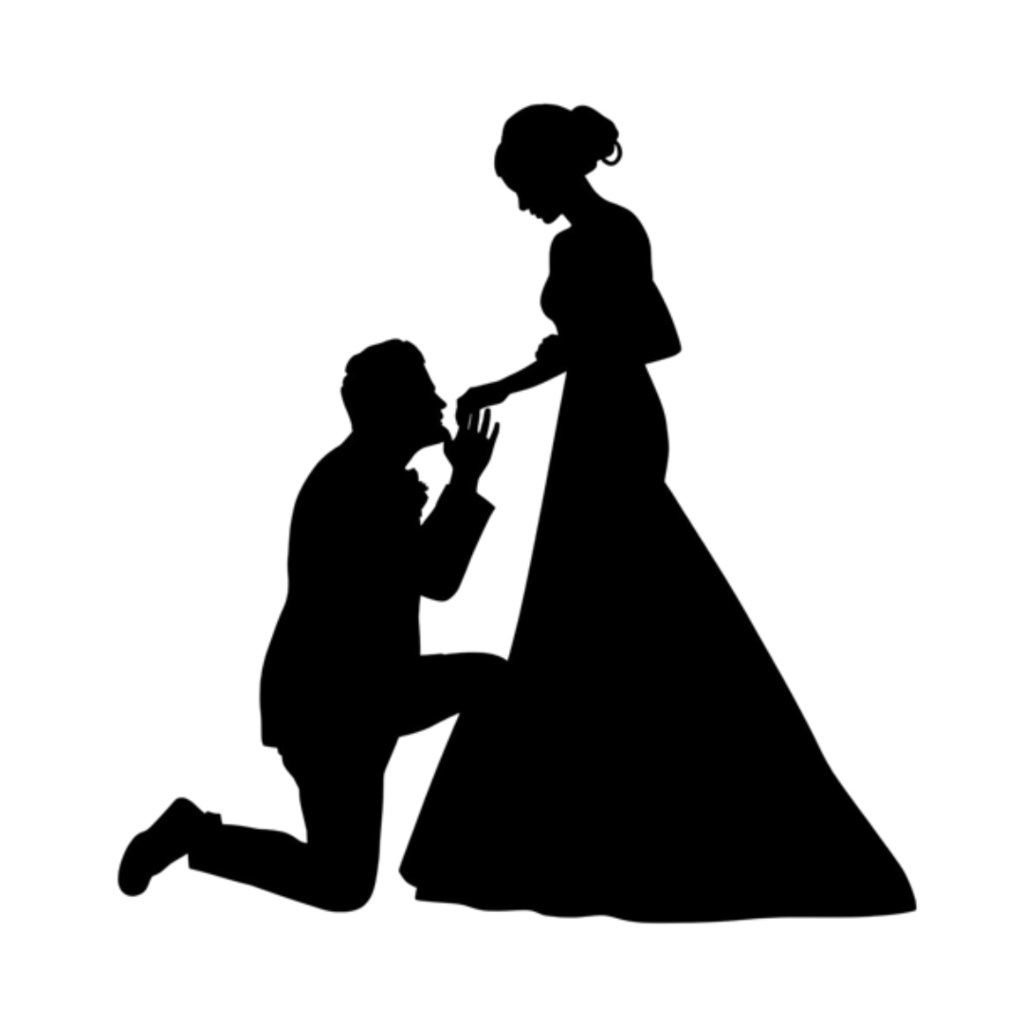 新郎新婦シルエット クリップアートセット(全13点)|Wedding Couple Silhouette Clipart Set (13 PNGs)