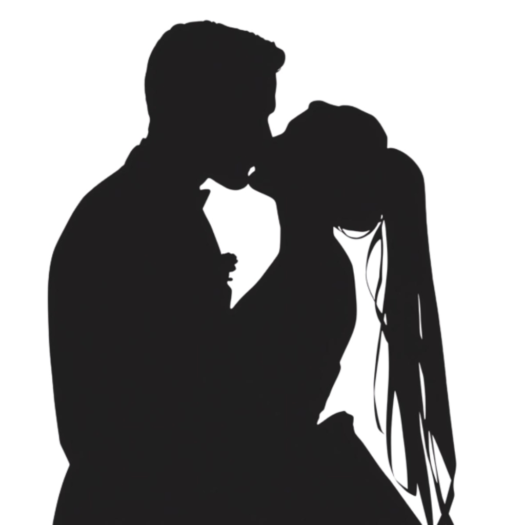 新郎新婦シルエット クリップアートセット(全13点)|Wedding Couple Silhouette Clipart Set (13 PNGs)