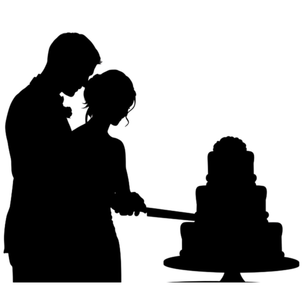 新郎新婦シルエット クリップアートセット(全13点)|Wedding Couple Silhouette Clipart Set (13 PNGs)