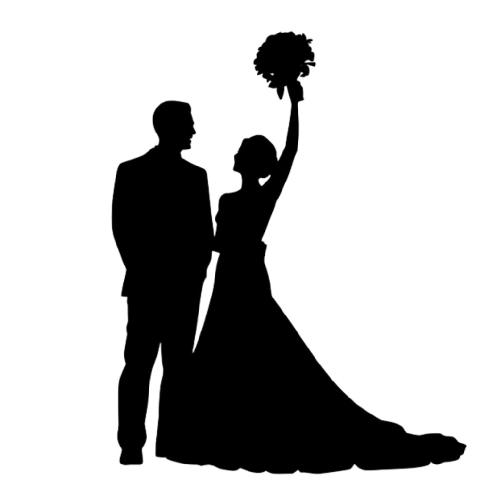 新郎新婦シルエット クリップアートセット(全13点)|Wedding Couple Silhouette Clipart Set (13 PNGs)