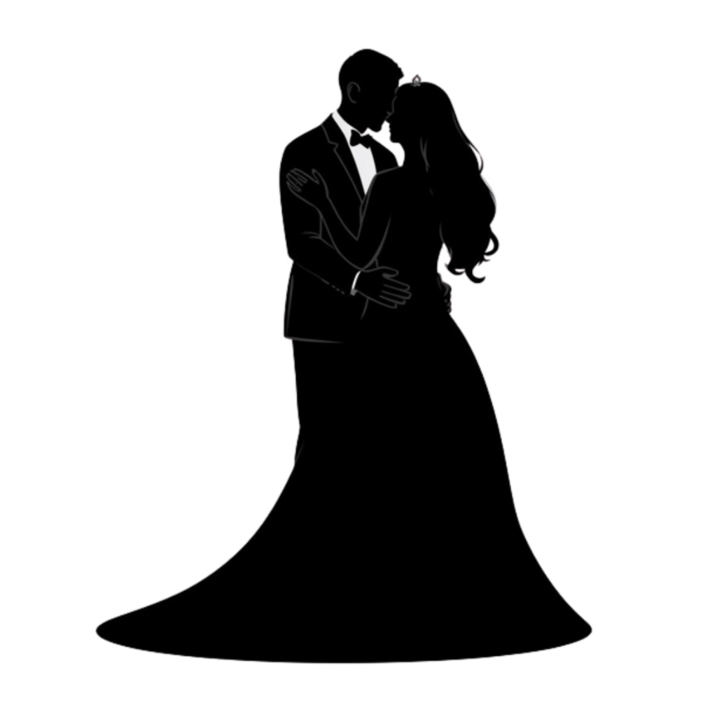 新郎新婦シルエット クリップアートセット(全13点)|Wedding Couple Silhouette Clipart Set (13 PNGs)