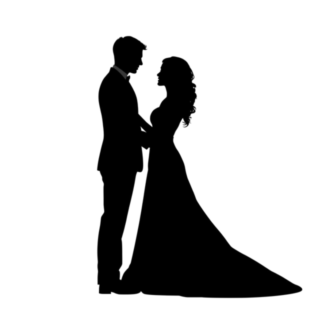 新郎新婦シルエット クリップアートセット(全13点)|Wedding Couple Silhouette Clipart Set (13 PNGs)