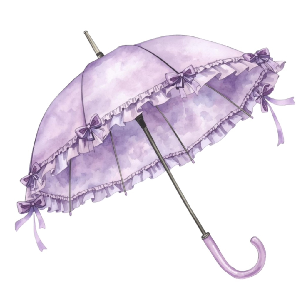 水彩風 フリル傘 コレクション(全12点 PNG)|Watercolor Frilled Umbrella Clipart Collection (12 PNGs)