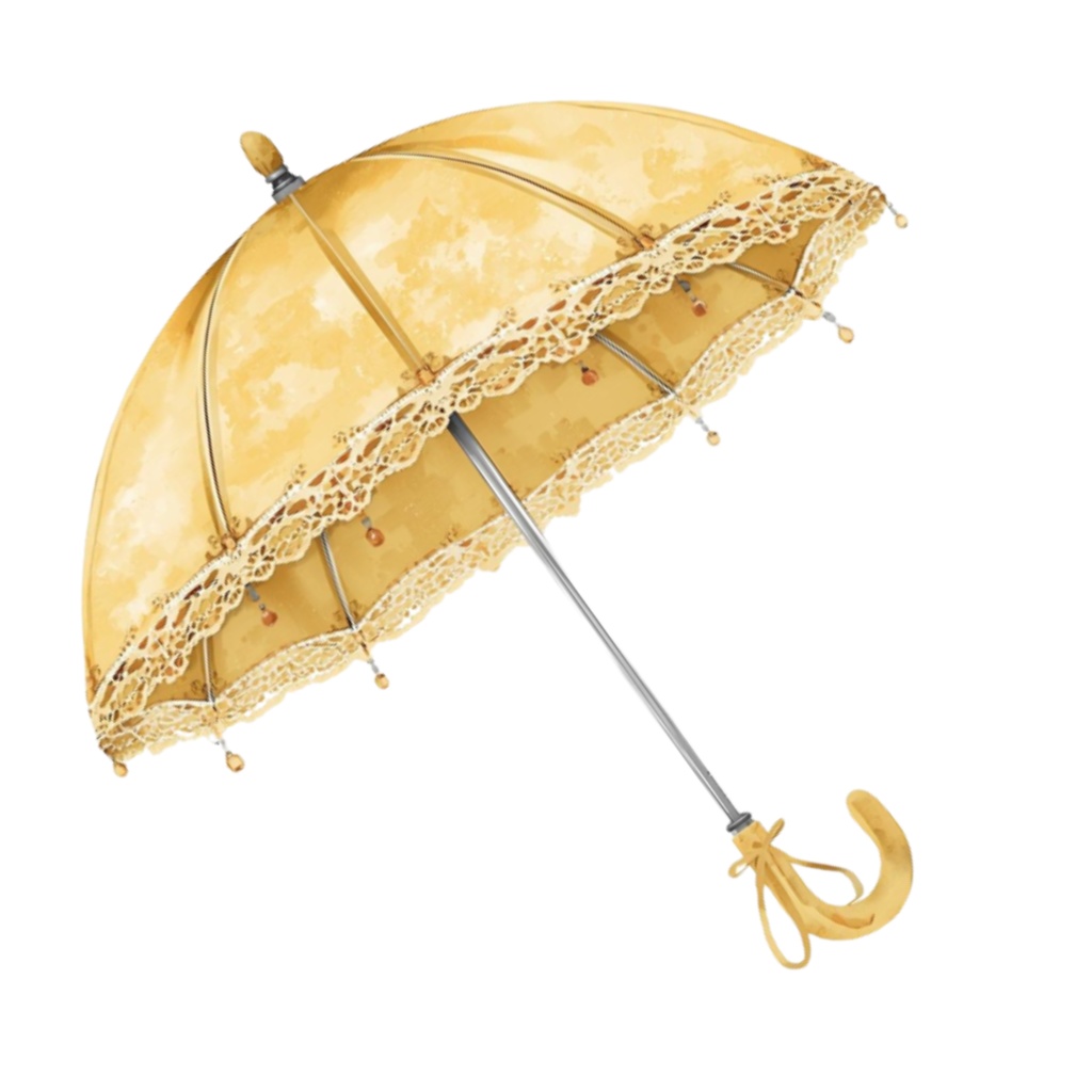 水彩風 フリル傘 コレクション(全12点 PNG)|Watercolor Frilled Umbrella Clipart Collection (12 PNGs)